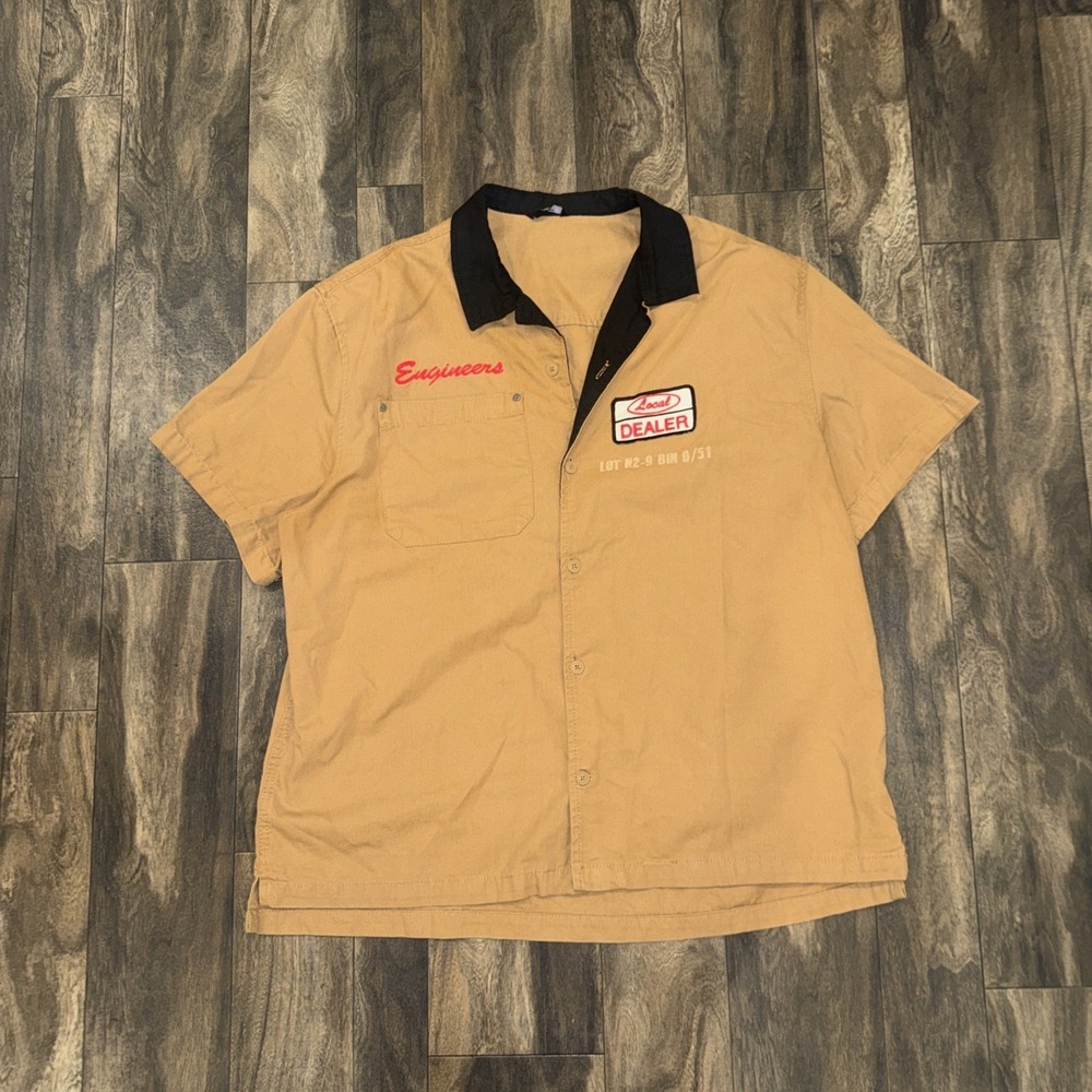 Brian Brothers Inc. Overnite Artist Button Up Shirt Men's Size‎ XL Brown/Wheat